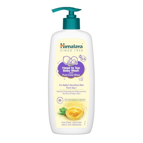 Himalaya Head To Toe Baby Wash With Pure Cow Ghee 400Ml|Ph5.5|Aloe Vera|Soap Free |Safe For Newborn|For Baby's Sensitive Skin From Day 1|No Parabens|No Phthalates|No Sulphates|Dermatologically Tested