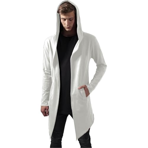 Manteau Long Homme Cardigan Capuche Léger Ouvert Avant Asymétrique Poche Drapé Cape Manteau Homme Long Hiver Veste Capuche