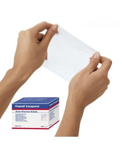Image of Fixomull Transparent Adhesive Bandage Roll 10cm x 10m | Waterproof Clear Dressing Tape for Wounds & Tattoo Aftercare | Flexible Stretchable Medical Film | Breathable Skin-Friendly Bandage Roll