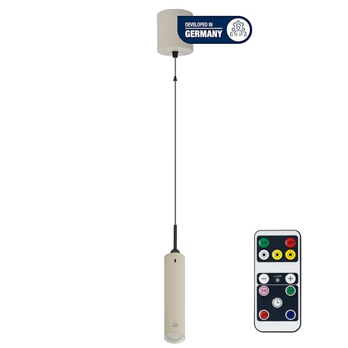 REV Lámpara colgante con batería, 130 lm, regulable en 3 colores, temporizador 1-4H, altura regulable mediante tirón (37 – 163 cm), lámpara colgante con mando a distancia, ideal como lámpara de noche