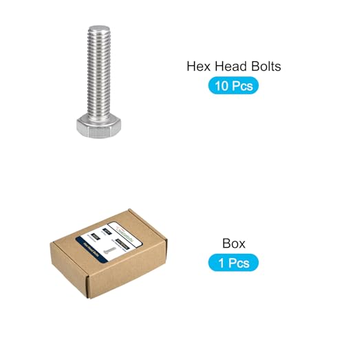 Image of METALLIXITY Hex Bolts (M10-1.5x40mm) 10Pcs, 304 Stainless Steel Coarse Fully Threaded Hex Head Screw Bolt Machine Screws - for Furniture Repair, Silver