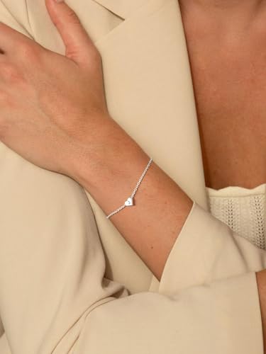 Sterling Silver Heart Letter Bracelets Silver Initial 18K White Gold Plated Bracelet Initial Charm 18K White Gold Plated Dainty Bracelet Jewelry Women Teen Couples Girlfriend3