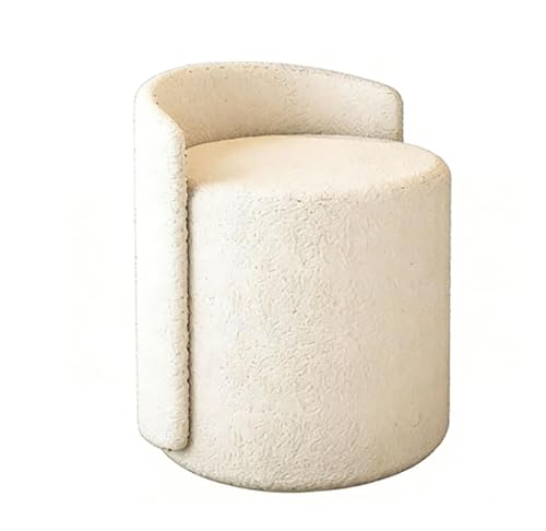 Elegante silla de tocador giratoria de 360° color beige, cómoda silla redonda multifuncional con respaldo bajo para decoración de dormitorio y sala de estar