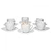 Van Well Kaffeetassenset Lilli, 12-TLG. Set, 6X Kaffeetasse 150 ml + 6X Unterteller 142 x 142 mm, edles Markenporzellan, glänzend, Geschirrset, klassisch weiß, quadratisch