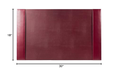 Image of DACASSO Bonded Leather Desk Pad with Side Rails - Luxury Leather Desk Blotter for Writing - Padded Executive Desk Surface Protector - ( Burgundy, 30 inch x 18 inch)