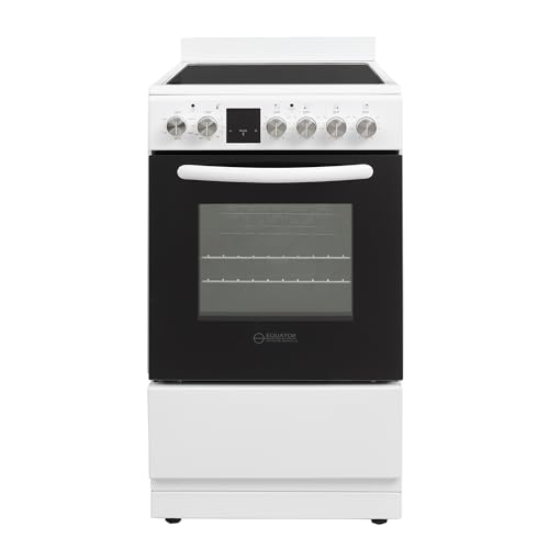 Equator ECR 204 20' Electric Range in WHITE – 4 Ceramic Burners, Convection Oven & Air Fry Function, Compact Freestanding Electric Stove for Apartments, Condos & Tiny Kitchens