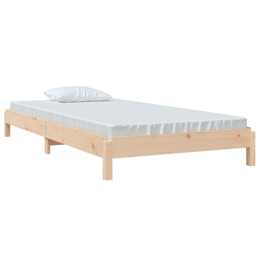 Stapelbett 90x190 cm Massivholz Kiefer, unbehandeltes Holz, platzsparend stapelbar, Robustes Bettgestell für Schlafzimmer, langlebiges Einzelbett, ideal für Gästezimmer