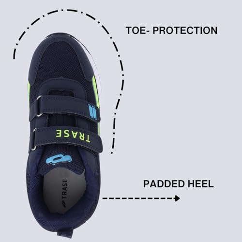 Image of TRASE Sports Shoes for Kids | Running Shoes for Boys & Girls with Hook & Loop | Anti-Skid Comfortable Lightweight Footwear with Breathable Fabric