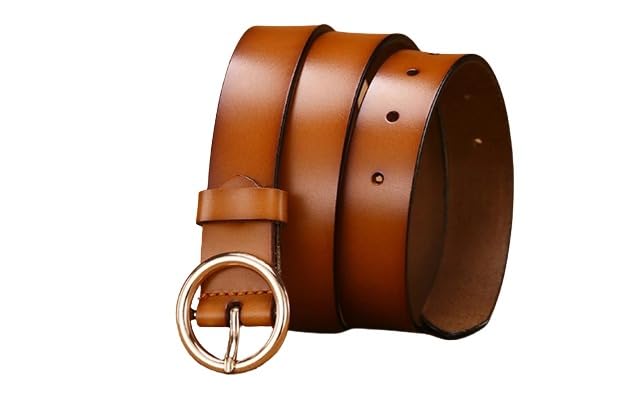 Women's Ladies Genuine Cow Hide Leather Waist Belt Buckle for Jeans Pants Casual Office Work Wear 1.1' and 1.5' Width4