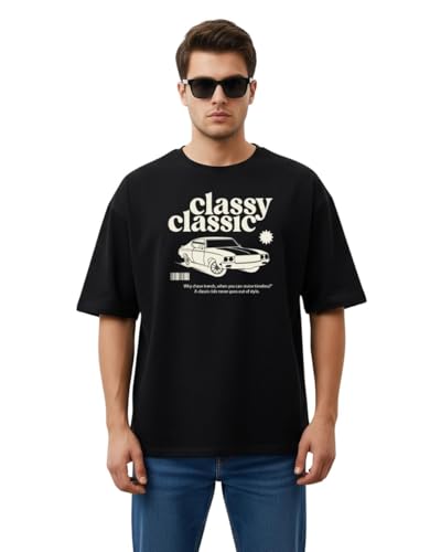 Image of Cotton Blend Oversized Baggy Fit Drop Shoulder Round Neck Graphic Printed Half Sleeve T-Shirt Combo for Men (Pack of 3) (Available Sizes: S to 2XL)