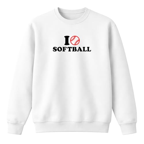 Sweat-shirt I Love Softball blanc cadeau pour joueur de volley