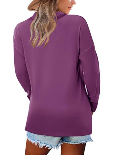 Image of Women's Long Sleeve Tops Fall Shawl Neck Tunic Tops for Leggings Casual Blouse Sweatshirt