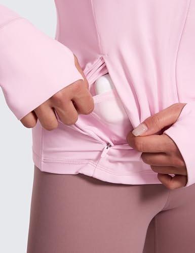 Image of CRZ YOGA Butterluxe Hoodie Jackets Hip Length | Extremely Soft, Athletic, Slim Fit, Full Zip, Back Mesh Vent, Side Zip Pockets, Thumb Holes, for Women