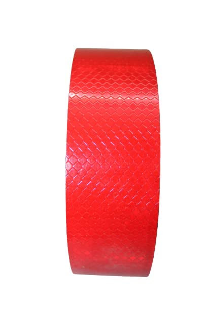 Image of Reflective Radium Warning Waterproof Tape For road safety purpose Night Safety Sticker High Intensity, 2 Inch x 50 Meter (Red)