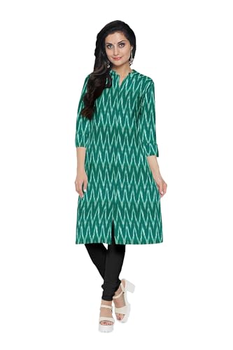 Image of Cotton Pochampally ikat unstitched blouse, Kurthi, long frock fabric material for women (1 meter, 2 meters & 3 meters)