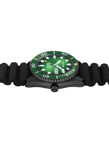 ALBA Silicone Men's Analog Wristwatch Al4439X1, Dial Color-Green, Band Color-Black - Image 4