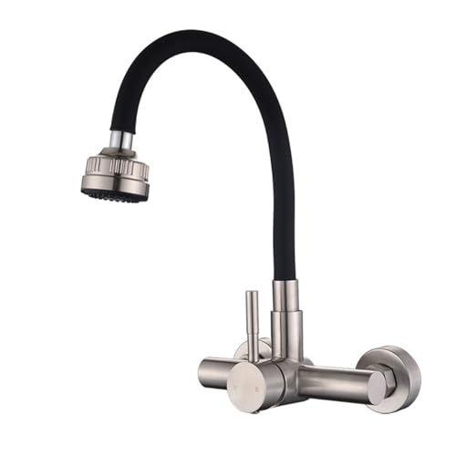 Grifo de cocina de pared de acero inoxidable monomando con acabado antihuellas