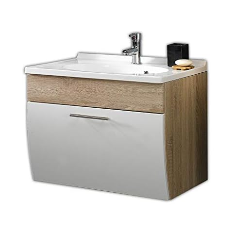 Posseik Salona Waschplatz, Sonoma/Eiche/weiß, 70 x 49.5 x 51 cm Cover