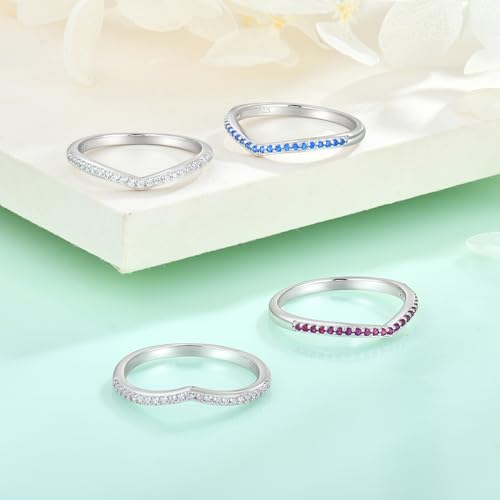 STARCHENIE 925 Sterling Silver Stackable Ring for Women Anniversary Wedding Band Wishbone Rings Size 5-104