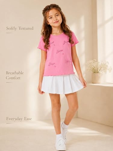 Image of Girls' Graphic Tees Summer Cute Tops Casual Short Sleeve Crew Neck T Shirts