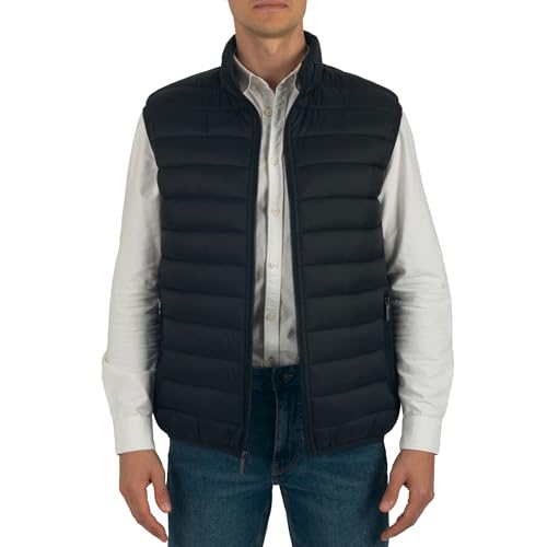 Alpine Swiss Clark Mens Puffer Vest Down Alternative Water Resistant Packable Outerwear Zip Up Pockets Warm Versatile Layer BLK Medium