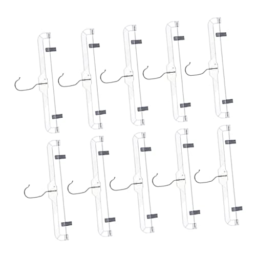 OHPHCALL 10Pcs Skirt Hangers with Clips Transparent Pants Hangers for Wardrobe Storage Clothing Display Shaped Design for Easy Use