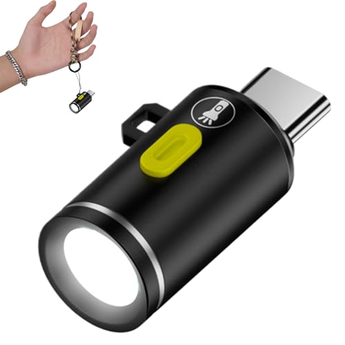Recargable Mini Torcha - Tipo C Diseño de Carga de Carga, Mini Llavero Súper Brillante, Linterna de Mano Impermeable | Linterna Portátil para Senderismo Pesca Compacto Exterior