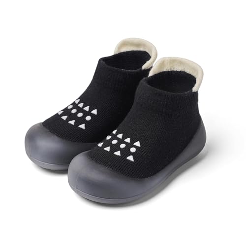 Bearbay Baby Sock Shoes Baby Walking Shoes Infant Non-Slip Breathable Slippers with Soft Rubber Sole Baby Boys Girls Sneakers Black
