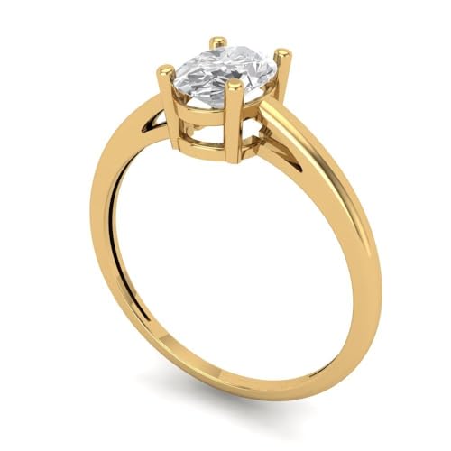 1.0 ct Oval Cut Created Clear Diamond 18K Yellow Gold Solitaire Wedding Engagement Bridal Promise Ring2