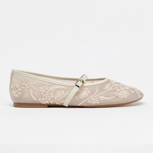 Ballet Flats with Strap for Women Floral Ballet Flats Mesh Shoes Women Flat Slip On Ballerina Shoes Round Toe Comfortable Daily Dress Shoe2
