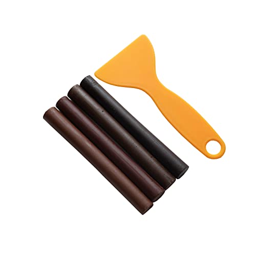 Kit de reparación de suelos y muebles (marrón oscuro), 4 varillas de cera para reparar daños en la madera, grietas, arañazos, marcas y abolladuras, resultados instantáneos, para madera, laminado,