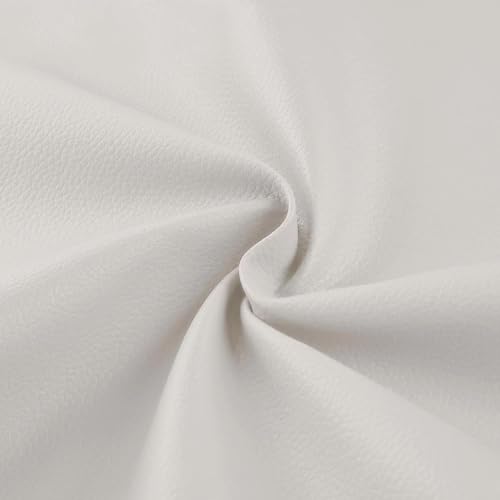 柔らかい人工合成皮革生地、300 x 137 cm人工皮革片、0.68 mm厚さのロール、エチレン軟包皮革材料、工芸品、リボン、DIY裁縫 に適している （白）