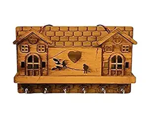 HEBEZON House Design Wooden Keys Stand with 6 Hooks for Entryway, Kitchen, Office, Mudroom Wall, Mount Decorative Keys Organizer Key Holder (Pack of 1).