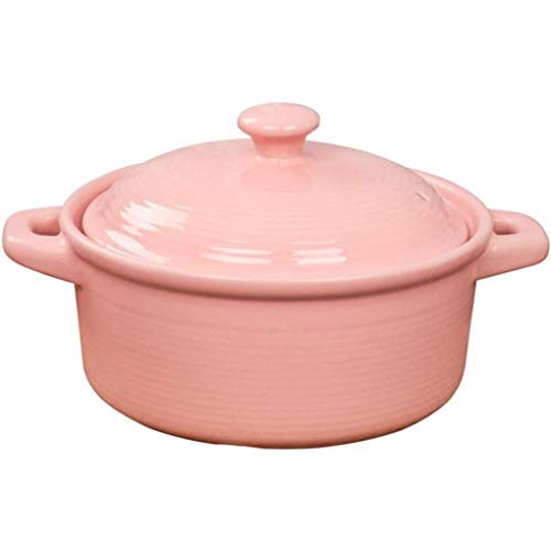 RONGJJ Casserole, Stew Pot Ceramic Casserole Clay Casserole Pot Healthy Clay Pot For Braising Slow Cooking Healthy and Durable, Pink, Capacity2L