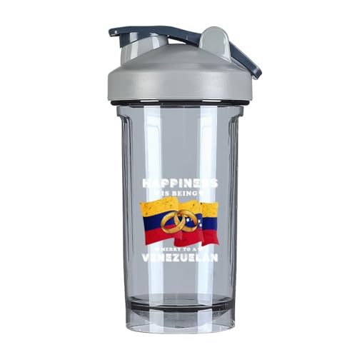 Wedding Venezuelan Flag 18 Ounce Shaker Bottle Drink Mixer Leak-proof Pre Workout Protein Shakes Meal Replacement Shakes Bottles 500ML/18 Oz Gray