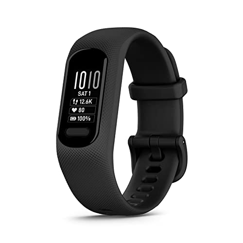 Garmin Vivosmart 5 with OLED Display, Health and Fitness Tracker,SPO2 and 24/7 Heart Rate, Battery Upto 7 Days, Advance Sleep Monitoring and Stress Tracking, 5ATM Water Rating - Black with Large Band view 1