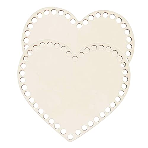 GALPADA 2 Pezzi Base in Legno a Forma Cuore per Cestini all'Uncinetto Fondo per Borsa Fai da Te 15cm Materiale Robusto e Duraturo per Progetti Artigianali