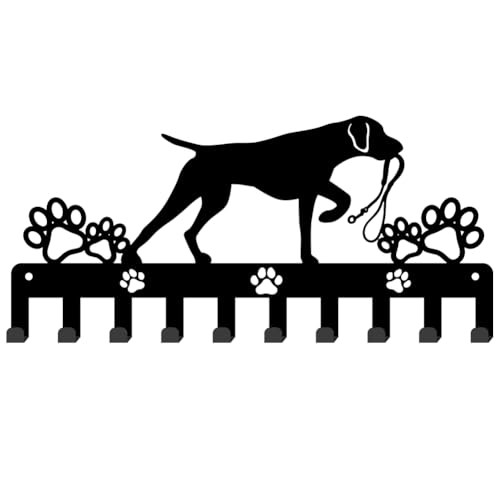 SUPERDANT Schlüsselhalter Mit Kurzhaarigem Vorstehhund Schlüsselhaken Hund Mit Pfotenabdruck Schlüsselleiste Mit 10 Haken Dekorative Wandhaken Schlüssel Organizer Für Hundeleine Küchenwanddekoration