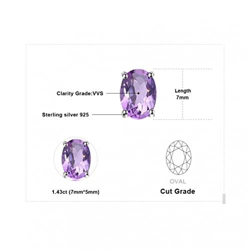 Boucles d'oreilles améthyste en argent 925 sterling ovale véritable - 2