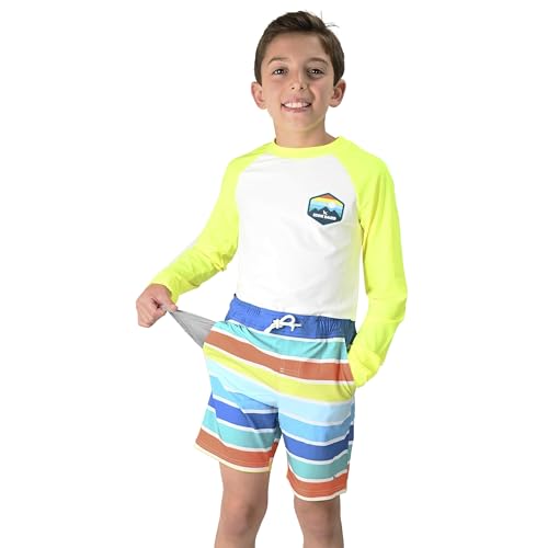 Eddie Bauer Boys' UPF 50 Long Sleeve Rash Guard Shirt and Comfort Liner Swim Trunk 2 Piece Swimwear Set (2T-16)