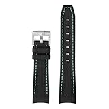 Generico Cinturino for orologio in silicone da 20 mm compatibile con cinturino Swatch Omega Moonswatch fibbia in acciaio inossidabile uomo donna braccialetto morbido impermeabile(Black08)