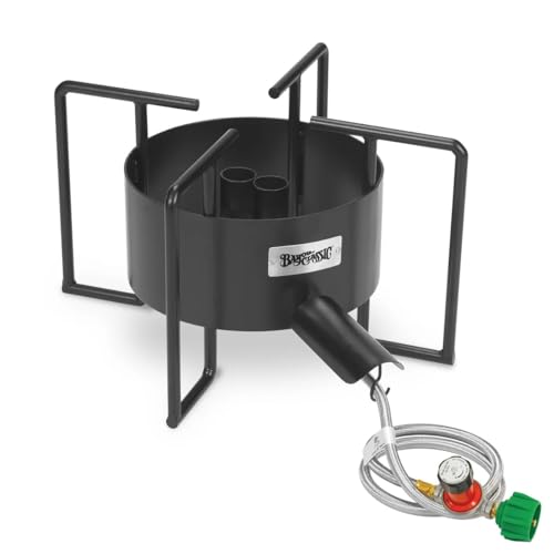 Bayou Classic SP40 22-in Dual Jet Bayou Cooker Features 22-in Cooking Surface 12.5-in Tall Round Bar Welded Frame 30-psi Adjustable Regulator w/ 48-in Stainless Braided Hose