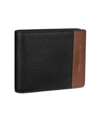 Cole Haan Men's Two-Tone Leather Slimfold Wallet, Black/Tan, One Size2