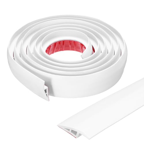 QUARKZMAN Bodenübergangsleiste Selbstklebend, 3m/9,8ft Laminat Türübergangsleisten Teppichkantenleiste für Teppichtüren zur Überbrückung von Bodenlücken Passend für 10mm Höhe, Weiß