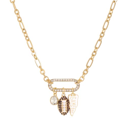 Madison Tyler Football Pendant Necklace for Women | Sport Gold Plated Adjustable Chain Necklace | Game Day Football Flag TOUCHDOWN Charm Necklace Dangle Earring Jewelry Set for Fans