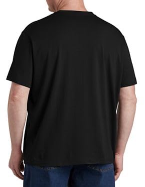 Dxl Big & Tall Essentials 2-Pk Men's Tees | 100% Cotton, Tagless Ribbed Crewneck With Straight-Hem Seams, Black, 6Xlt #TOP1