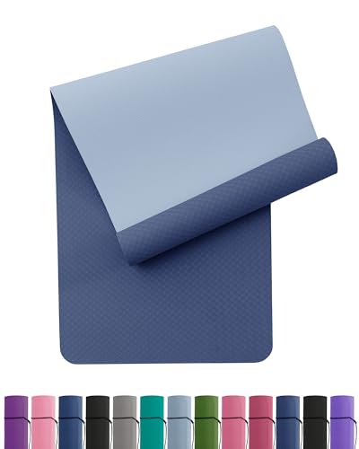 Oak & Tea Tapete de Yoga Grueso y Antideslizante Para, Esterillas de Ejercicio Para Gimnasio En Casa Con Correa de Transporte, Tpe EcolóGico Para Yoga, MeditacióN, Pilates, 183 * 61 * 0,6 Cm