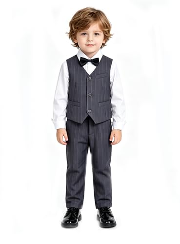 Zoushen - Toddler Suits Grey Stripe Wedding Baptism Outfits - Pinstripe Dresswear for Boys, Size 4T - Best Deal on Amazon