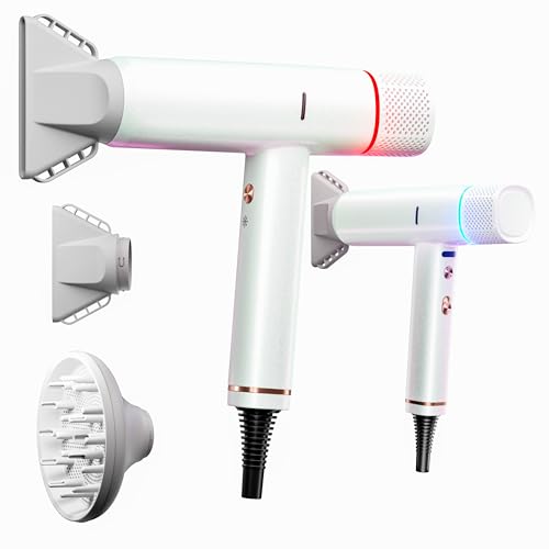 Image of Ionic Hair Dryer with Diffuser and Concentrator, Professional Lightweight Quiet Blow Dryer, Powerful 1600 Watt Motor for Fast Drying and Straight & Wavy Hair, 3 Temps /2 Speeds, 6.56 Ft Cord, White