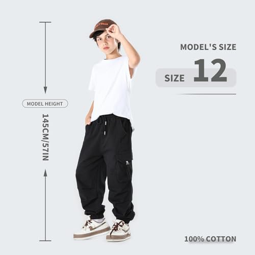 MINI PANDA Boys' Jogger Pants, Kids' Stretch Twill Casual Cargo Pants3